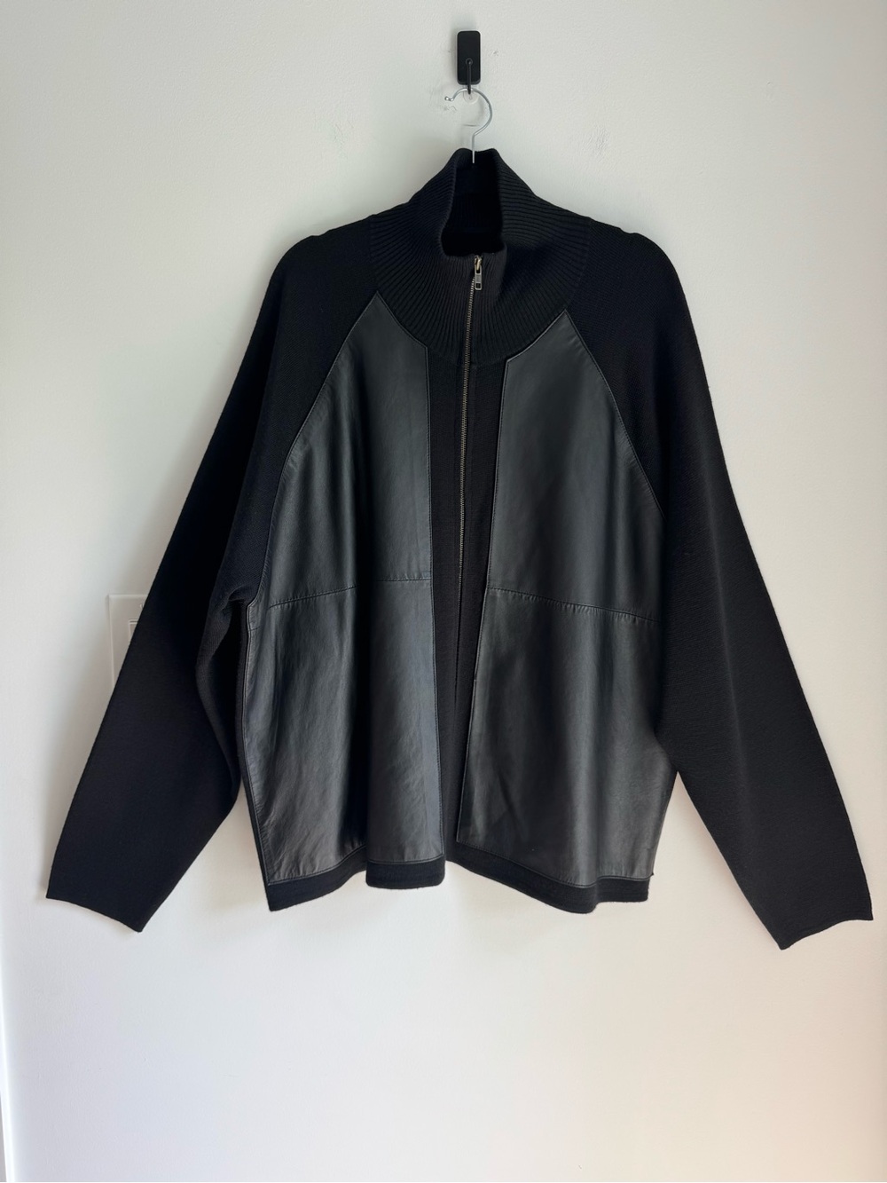 Cezani Saks Fifth Ave Leather Wool Zip Jacket Mens Size XXL